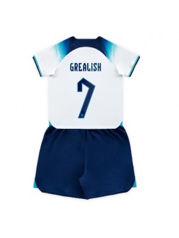 Billige England Jack Grealish #7 Hjemmedraktsett Barn VM 2022 Kortermet (+ Korte bukser)